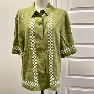 Tresse Green Checkered Top
